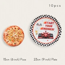 Juego de 10 piezas de platos desechables de cena con temática de carreras de 7/9 pulgadas, vajilla de fiesta, platos de papel desechables con decoración de autos de carreras, decoración de carreras y platos y servilletas a cuadros para fiesta de cumpleaños, Navidad - Multicolor - Ver 4