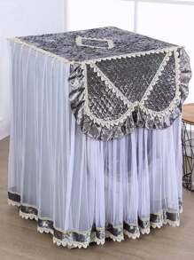 洗衣機套蕾絲面料洗衣機防塵罩,適用於頂/前置式洗衣機烘乾機,60*60*83厘米 - 灰色 - 查看 1