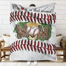 1入組柔軟保暖的豹紋棒球印花絨毯,適用於旅行沙發床辦公室家庭裝飾,生日節日送給媽媽的禮物,適合所有季節使用,聖誕節、感恩節、新年的禮物 - 彩色 - 查看 1