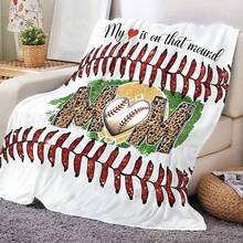 1入組柔軟保暖的豹紋棒球印花絨毯,適用於旅行沙發床辦公室家庭裝飾,生日節日送給媽媽的禮物,適合所有季節使用,聖誕節、感恩節、新年的禮物 - 彩色 - 查看 3