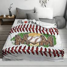 1入組柔軟保暖的豹紋棒球印花絨毯,適用於旅行沙發床辦公室家庭裝飾,生日節日送給媽媽的禮物,適合所有季節使用,聖誕節、感恩節、新年的禮物 - 彩色 - 查看 4