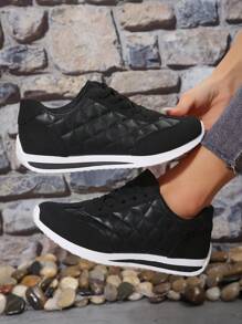 Của phụ nữ Kẻ sọc Khâu Pointed Toe Lace-up Giày bệt Oxford , Giải trí Phong cách Đối với Sinh viên & Mặc hàng ngày & Thể thao Tất cả các mùa - màu đen - Xem 1