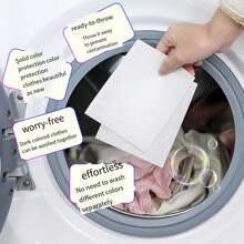 3pcs Anti-Color Mixing Laundry Sheets For Preventing Dye Transfer, Color Fading, Dust Mites And Enhancing Color, Suitable For Washing Machine Use - White - View 1