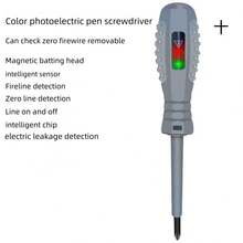 Multi-Functional Electrical Testing Pen With Lighting And Screwdriver Head, Used For Circuit Detection And Repair - Grey - View 3