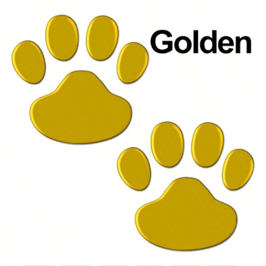 3d Car Sticker Paw Print & Cartoon Design Decal For Car Decoration - Gold - View 1