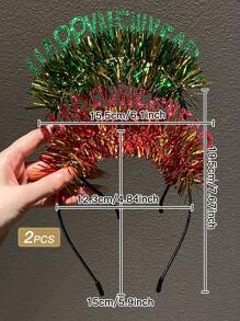 2 Piezas Diademas Graciosas Y Divertidas Para Mujeres Con Diseño De Letra Chispeante Y Colorida - Multicolor - Ver 2