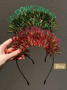 2 Piezas Diademas Graciosas Y Divertidas Para Mujeres Con Diseño De Letra Chispeante Y Colorida - Multicolor - Ver 6