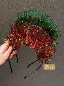 2 Piezas Diademas Graciosas Y Divertidas Para Mujeres Con Diseño De Letra Chispeante Y Colorida - Multicolor - Ver 4