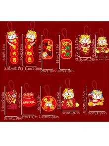 18pcs, Chinese New Year Pendants, Bonsai Decor, Window Decor, Door Decor, Home Decor, Chinese Good Luck Gift For Safety Health Wealth And Success, Spring Festival Decor Supplies - Red - View 4