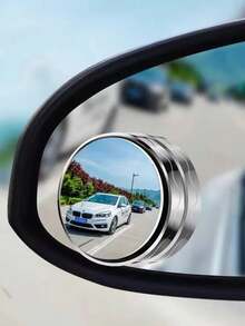 1pc Car Suction Cup Rearview Mirror Car Infinity Small Round Mirror Car Reversing Auxiliary Mirror High Definition Blind Spot Observation Mirror - Silver - View 5