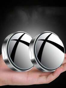 1pc Car Suction Cup Rearview Mirror Car Infinity Small Round Mirror Car Reversing Auxiliary Mirror High Definition Blind Spot Observation Mirror - Silver - View 2