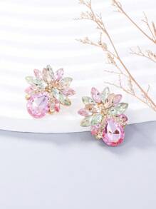 juran 1pair Bowknot And Rhinestone Decor Earrings