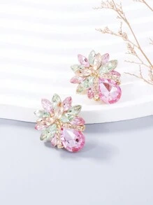 juran 1pair Bowknot And Rhinestone Decor Earrings