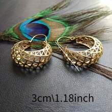 空心圓形耳環||波西米亞風格裝飾髮箍 - 金色 - 查看 1