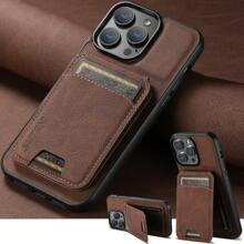 Suteni PU Leather Stand Phone Case Card Holder Wallet Phone Case Compatible With IPhone 16 Pro Max 15 Plus 14 13 12 11 For Galaxy S25 S24 Ultra S23 S22 For Pixel 9 Pro XL 8A 7 /Black/Brown/Blue/Purple/Pink