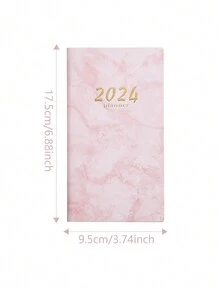 2024 English Daily Planner, Cross-Border 365-Day Time Management, Daily Agenda With Leather Cover, Notebook For Productivity - Black - View 2