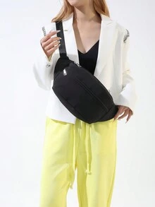 1 Piece Of Fashionable New Washed Nylon Large Chest Bag, Commuting, Traveling, Daily Travel, Simple And Elegant, Large Capacity And Multiple Pockets, Versatile Women'S Shoulder Crossbody Bag - Black - View 3