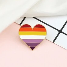 1入女士愛心彩虹釉面胸針,適用於衣服背包釉面徽章時尚珠寶配件禮品 - 彩色 - 查看 7