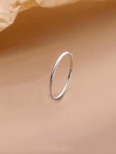Stylever 1pc Smooth Plain Ring For Women S925 Sterling Silver Classical Single Ring Fine Jewelry Gift For Daily Decor