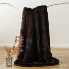 Luxury Fluffy Brown Fur Throw Blanket, Cozy Warm Fur Blanket For Couch, Sofa, Chair, Bed, Plush Fuzzy Fur Throws With Long Pile, Home Decor - Sô cô la - Xem 4