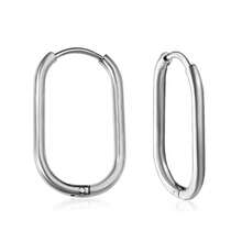 1 對時尚簡約不銹鋼銀色小圈形耳環女式簡約優雅珠寶生日禮物 - 銀色 - 查看 2