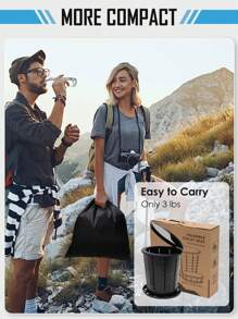 便攜式馬桶旅行馬桶可調高度露營馬桶折疊式便攜式馬桶,適用於露營/汽車 - 黑色 - 查看 4