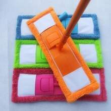 1 Cabezal De Trapeador 12 Cm * 40 Cm Terciopelo Coralino Engrosado Cabeza De Trapeador De Limpieza Plana Antiestático Sin Pelusa Lavado A Mano Cabezal De Repuesto Universal Toalla De Piso Para El Hogar