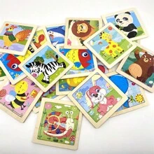 1pc Wooden Animal Puzzle, Educational Toy For Animal Cognition - Shark - View 2