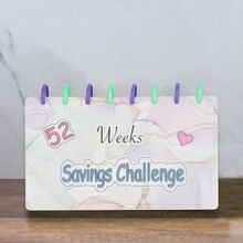 1本儲蓄挑戰活頁夾,儲蓄活頁夾,帶信封的儲蓄挑戰書,信封儲蓄挑戰,帶現金信封的小預算活頁夾 - 白色 - 查看 1