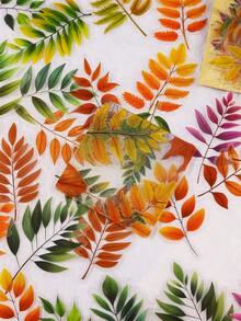40pcs Colorful Pvc Stickers With Cedar Leaf Design, Suitable For Scrapbooking, Diy Notebook, Journal, Photo Album, Art Supplies - Multicolor - View 6