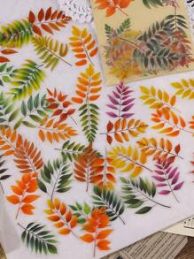 40pcs Colorful Pvc Stickers With Cedar Leaf Design, Suitable For Scrapbooking, Diy Notebook, Journal, Photo Album, Art Supplies - Multicolor - View 1
