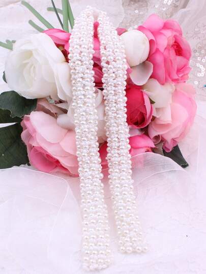 1pc Bridal Waist Belt Handmade Pearl Waistband For Bridesmaid Dress, Wedding Accessories Halloween