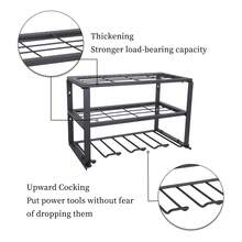Wall-Mounted New Power Tool Storage Rack Handheld Electric Drill Storage Rack Heavy-Duty Floating Tool Rack Storage Rack Metal Tool Rack - Black - View 1