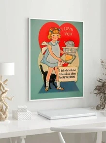 1PC Retro Valentine'S Day Room Decoration, Lovers' Room Wall Art, Frameless Canvas Printed Matter, Retro Farmhouse Wall Decoration, For Her/Him, Holiday Gift.9 - Multicolor - View 6