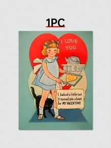 1PC Retro Valentine'S Day Room Decoration, Lovers' Room Wall Art, Frameless Canvas Printed Matter, Retro Farmhouse Wall Decoration, For Her/Him, Holiday Gift.9 - Multicolor - View 4