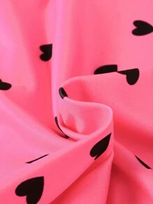 Young Girl Heart & Figure Graphic Ruffle Trim Tee & Flare Leg Pants