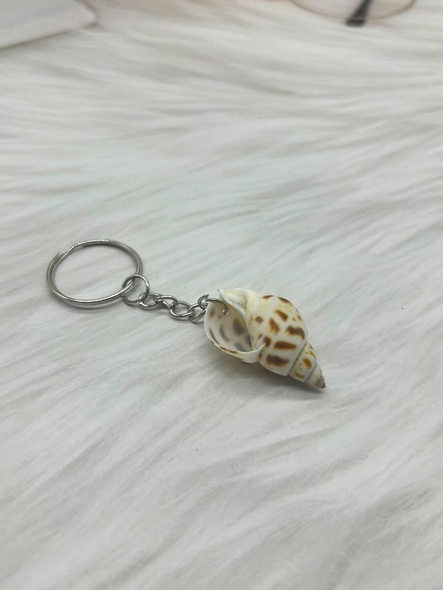 1 Pieza Llavero Artesanal De Concha Marina Natural Para Hombre - Multicolor - Ver 1