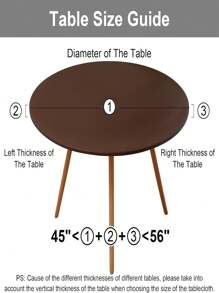 Round Tablecloth, Elastic Fitted Flannel Backed Vinyl Tablecloths For 60R Folding Tables, Waterproof Wipeable Table Covers For Indoor, Outdoor, Picnic And Camping  - Coffee Brown - View 2