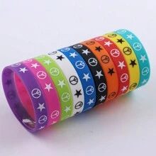 10/20pcs/Pack Sports & Casual Heart/Character/Butterfly/Skull Print Silicon Elastic Bracelet For Men, Women, Daily Wear, Festival Party And Gift Accessory