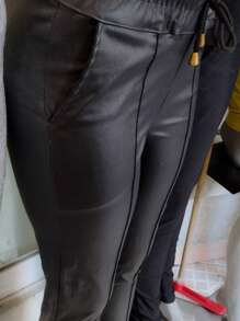 Pantalón jogger vinipiel - Negro - Ver 4