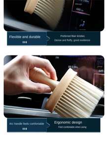 Cleaning Brush For Car Interior Air Conditioning Outlet, Soft Bristle Brush For Seats Gap Dust Removal, Computer Keyboard Cleaning Brush - Beige - View 7