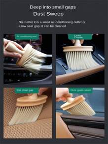 Cleaning Brush For Car Interior Air Conditioning Outlet, Soft Bristle Brush For Seats Gap Dust Removal, Computer Keyboard Cleaning Brush - Beige - View 5
