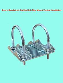 Steel U-Bracket For Dish Pipe Mount Vertical Installation, Heavy Steel U-Bolt Clamp Bracket, Roof Mast To Pole To Pipe Mounting Adapter For Antennas, Weather Station, Cameras, Wifi - Silver - View 5