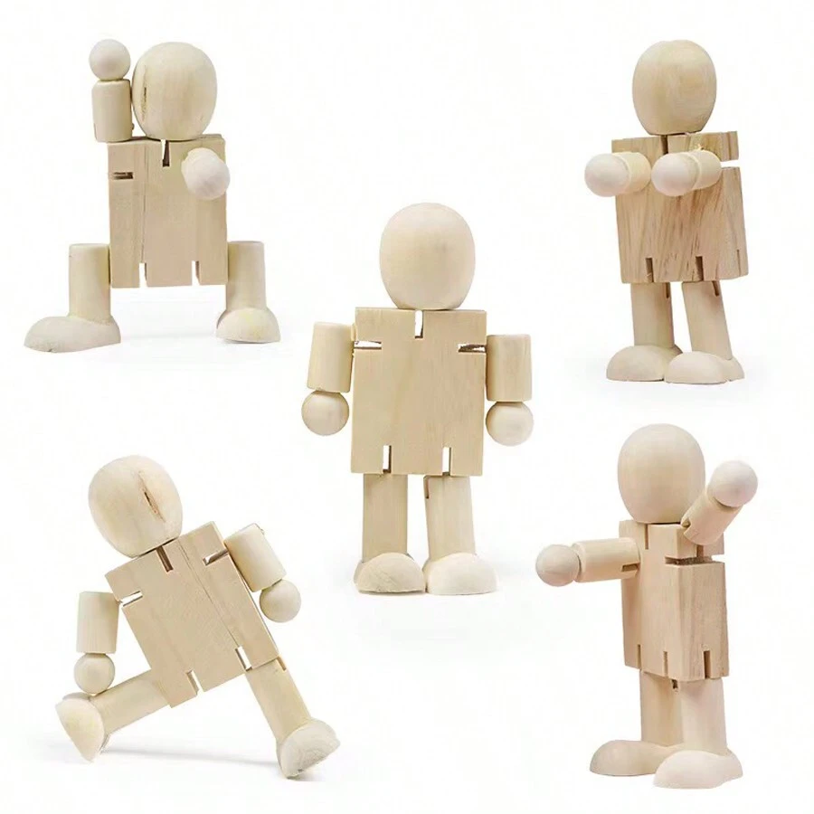 1pc Diy Wooden Doll For Hand Painting And Crafting - Perfect Prize Or Gift - Apricot - View 1
