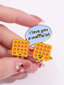 1 件創意卡通華夫餅形狀設計別針徽章,鋅合金金屬胸針琺瑯首飾送給兒童和朋友 - 彩色 - 查看 3