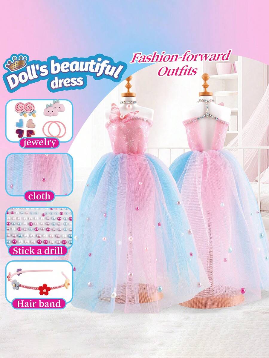 Newest Puzzle Diy Clothing Design Package With Exquisite Accessories, Creative Sticking Material To Switch Into Princess Dress For Girls - Multicolor - View 1