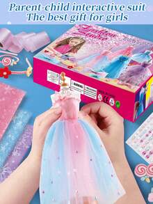 Newest Puzzle Diy Clothing Design Package With Exquisite Accessories, Creative Sticking Material To Switch Into Princess Dress For Girls - Multicolor - View 3