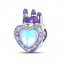 1入組夢幻多彩的玻璃珠花環項鍊或手鏈配件,帶城堡吊墜,適用於女孩 - 杏色 - 查看 1