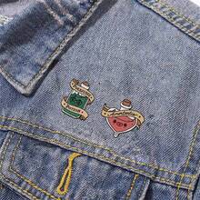 1入組帶鐵針的卡通搪瓷水瓶裝飾,非常適合裝飾帽子和衣服,是展現時尚品味的套裝配件,男女通用 - 琺瑯水瓶 隨機1件 - 查看 2