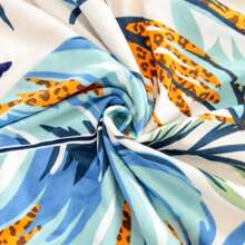 1/4pcs Modern Tropical Plant Print Removable & Washable Elastic Milk Silk Curved Chair Covers, Suitable For All Seasons - Multicolor - View 10